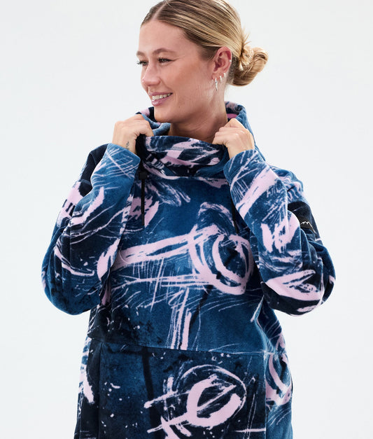 Fleece Hoodie For Women Carvings Pink