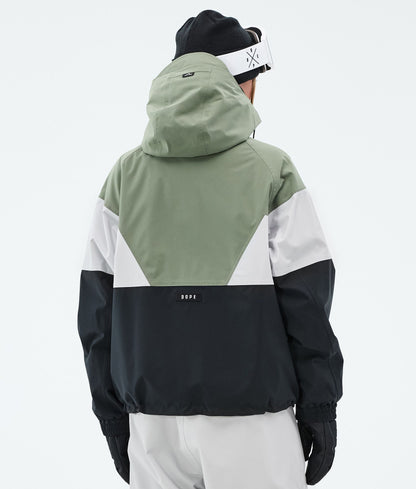 Snowboard Jacket For Women Sport Moss Green/Light Grey/Black