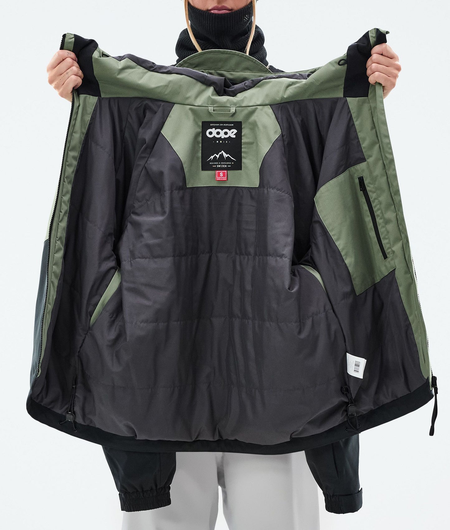 Snowboard Jacket For Women Sport Moss Green/Light Grey/Black