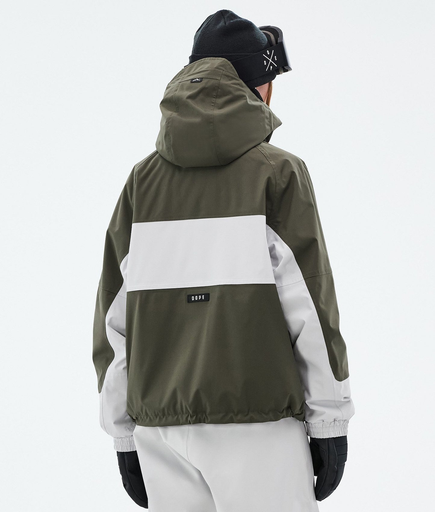 Snowboard Jacket For Women Stripe Olive Green/Light Grey