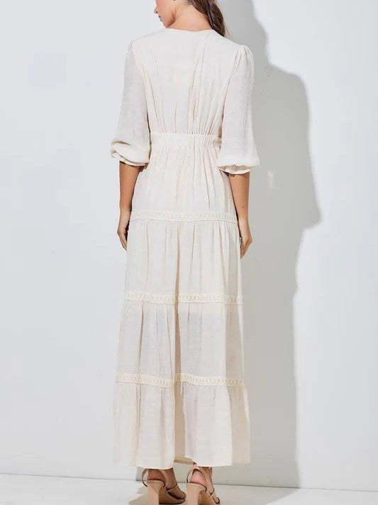 Women's V-Neck Floral Embroidered Maxi Dress (Buy 2 Free Shipping)