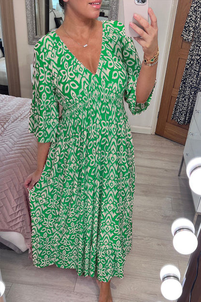 New Bohemian Casual Print V-neck Long Dress (Buy 2 Free Shipping)