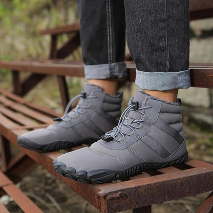 Men's Warm Fleece Barefoot Boots Wide Toe Orthopedic Support Snow Boots Waterproof Non-Slip Winter Boots