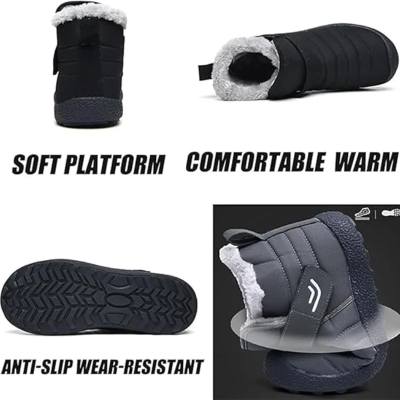 (Limited Time 49% Discount Event)  Men's Winter Warm Waterproof Non-slip Velcro Cotton Shoes Wide Toe Orthopedic Arch Support Slip-on Cotton Shoes
