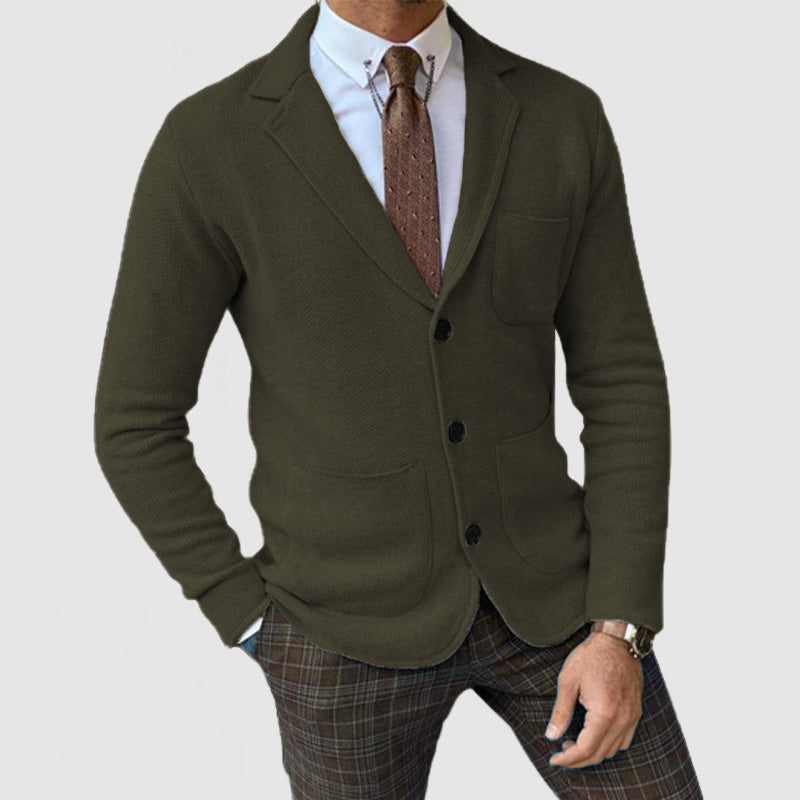 CLEARANCE SALE Men's Elegant Lapel Long Sleeve Knit Jacket