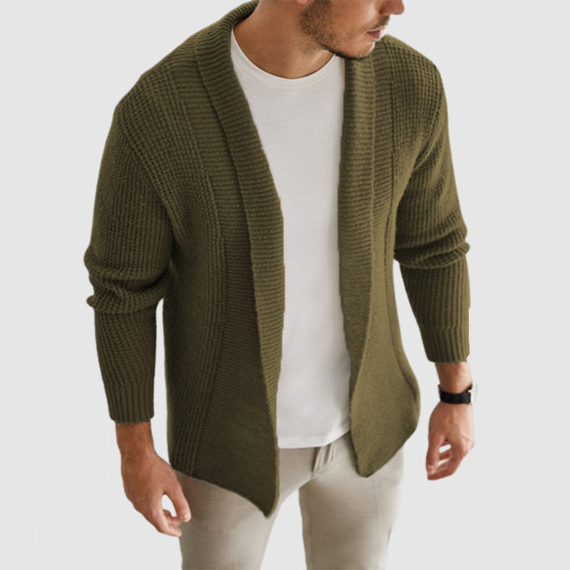 Men's Classic Casual Lapel Long Sleeve Cashmere Knit Cardigan