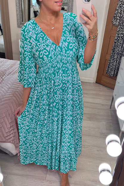 New Bohemian Casual Print V-neck Long Dress (Buy 2 Free Shipping)