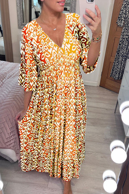 New Bohemian Casual Print V-neck Long Dress (Buy 2 Free Shipping)